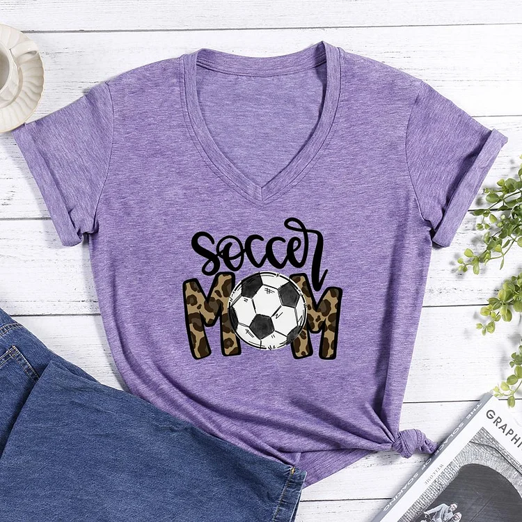 Soccer Mom V-neck T Shirt-Annaletters