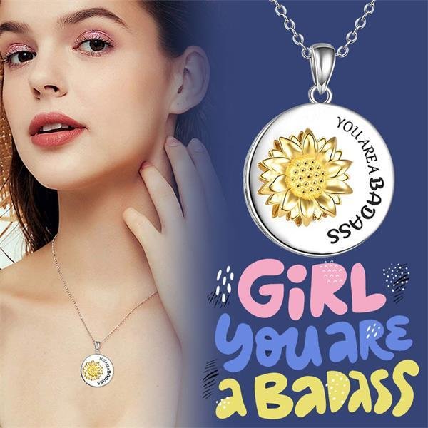 You are A Badass Rotatable Sunflower Necklace