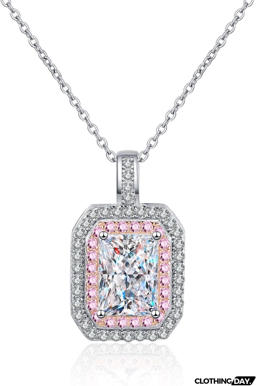 1 Carat Moissanite Geometric Pendant Chain Necklace
