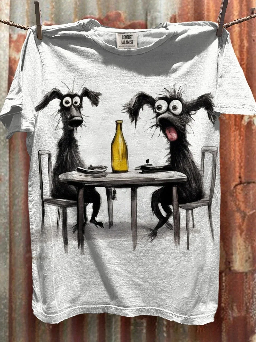 Eagerlys  Me With My Friend Funny Dog Art Print T-shirt Eagerlys