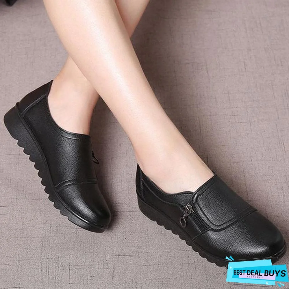 Women Leather Slip On Loafers Anti Slip Moccasins Ladies Flats Shoes