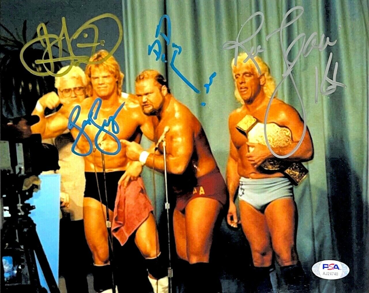 WWE RIC FLAIR ARN JJ LEX LUGER HAND SIGNED AUTOGRAPHED 8X10 Photo Poster painting WITH PSA COA