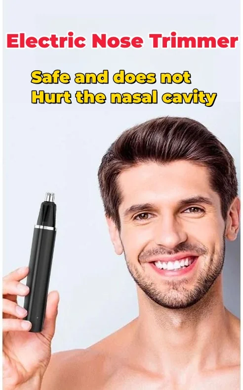 Electric nose hair trimmer rechargeable cleans nostrils and removes nose hair artifact