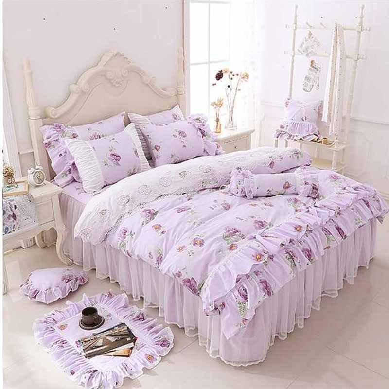 100 Cotton Floral Printed Princess Bedding Set Twin King Queen Size