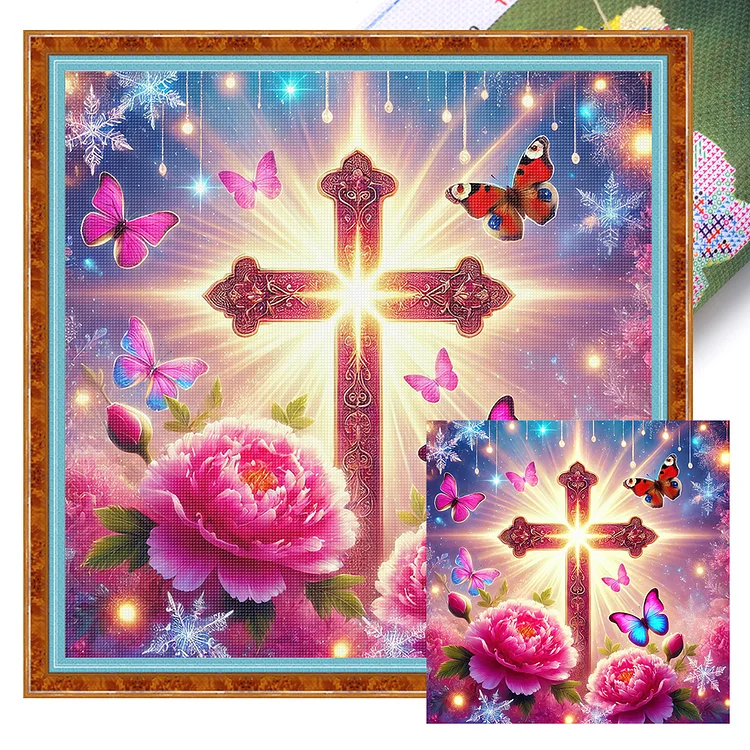 【Huacan Brand】Cross (40*40cm) 11CT Stamped Cross Stitch gbfke