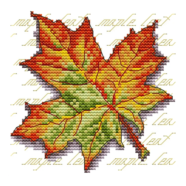 Joy Sunday Leaves 14CT Stamped Cross Stitch 16*15cm