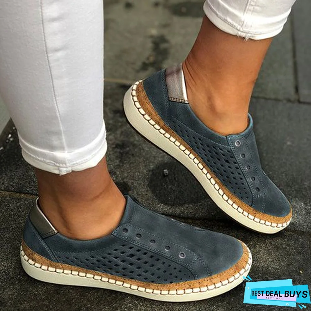 Women Summer Casual Flat Hollow-Out Breathable Sneakers