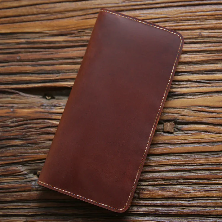 Retro Horse Leather Green Men's Long Ultra-thin Simple Layer Cowhide Fashion Purse
