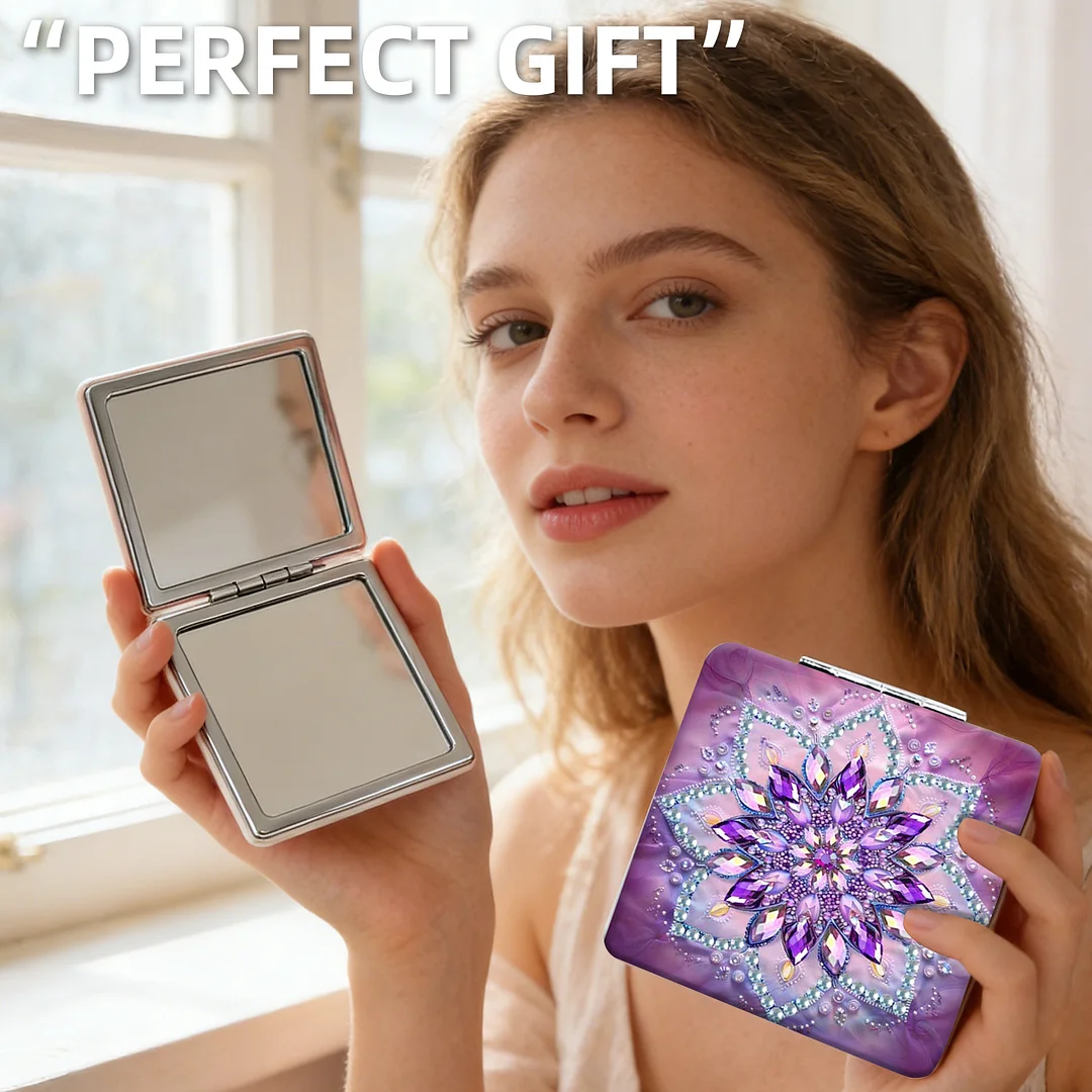 Mandala DIY Special Shaped Diamond Painting Compact Mirror Kits Diamond Art Painting Pocket Mirror for Beginners Adults Art Craft Woman Gifts