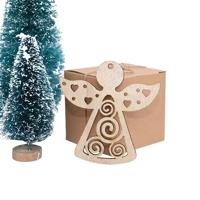 5Pcs Vintage Christmas Wooden Pendants Ornaments DIY Wood Crafts Xmas Tree Ornaments Christmas Party Decorations Kids Gift