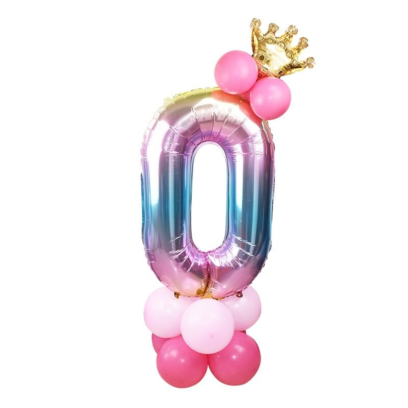 13Pcs/set Birthday Balloons Rainbow Number Foil Balloons Kids 1st Birthday Party Decorations Balloons Happy Birthday Balloon