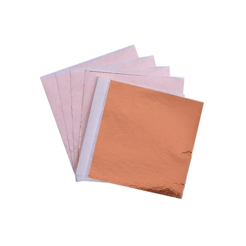 100pcs 8x8.5cm Art Craft Paper Imitation Gold Sliver Copper Leaf Leaves Sheets Foil Paper for Gilding DIY Craft Decoration