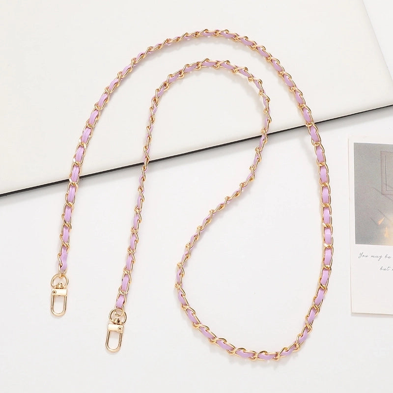 Elegant Solid Color Pu Leather Plating Chain Bag Pendant Mobile Phone Chain