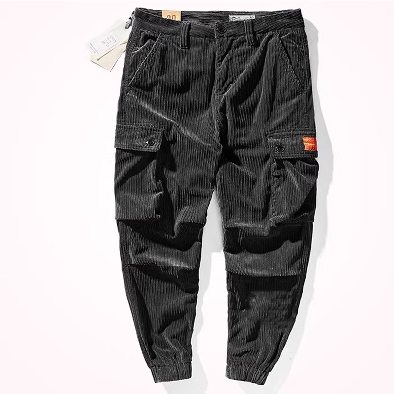 Loose Straight Corduroy Distressed Wide-Leg Casual Pants