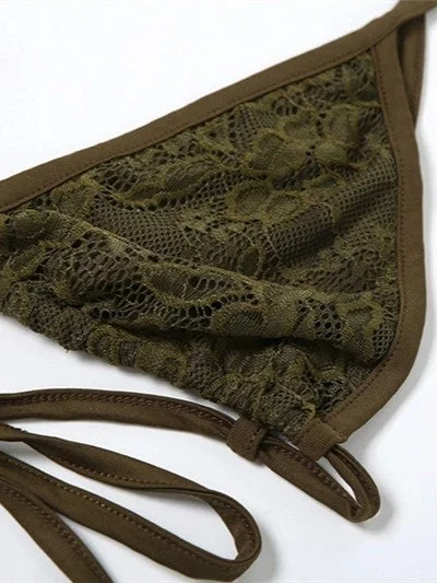 Brownm Ruffle Bikini Three Piece Set