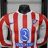 Joyfball 2025/2026 Player Version Long Sleeve Atletico Madrid Home Football Jersey 1:1 Thai Quality（The player version jersey is a bit tight, please pay attention to the size selection）