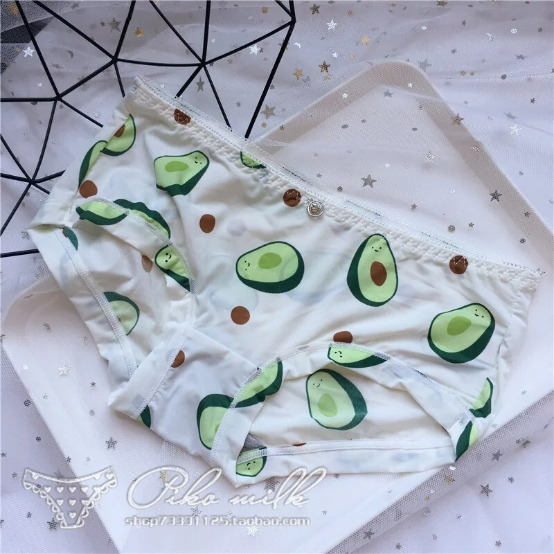 Billionm Colors Ice Silk Printing Cute Students Low Waist Cartoon Plaid Women's New Underwear Lolita Fruit Animal Fashion Panties Bow