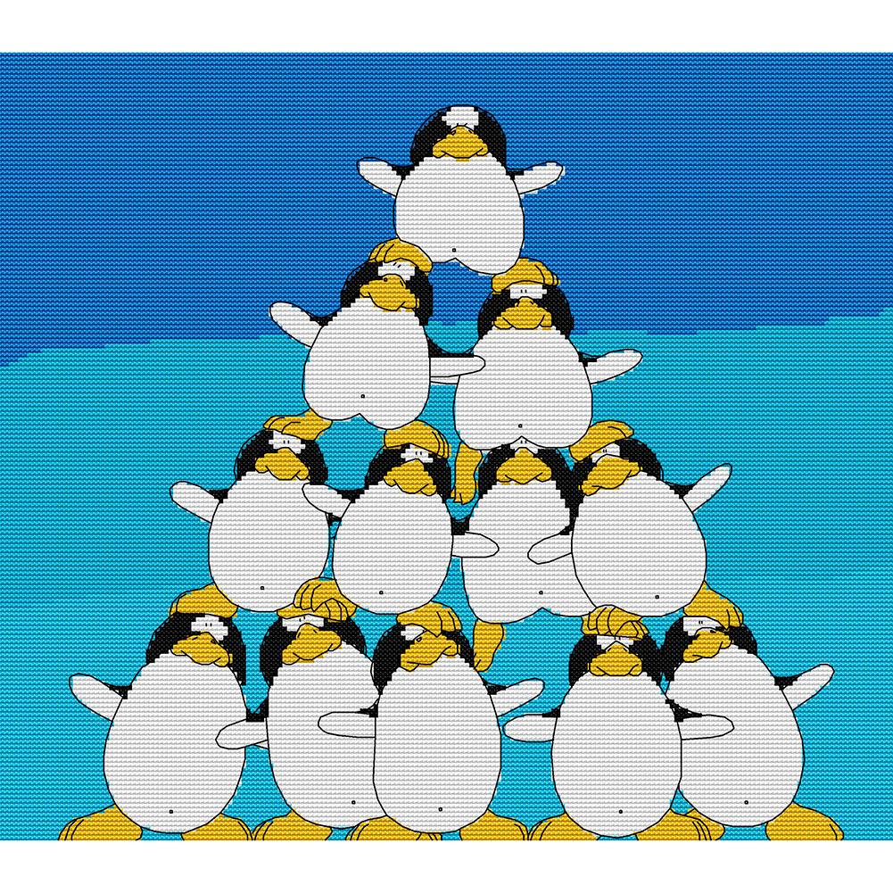 

44*39CM - 14CT Stamped Cross Stitch - Penguin Pile, 501 Original