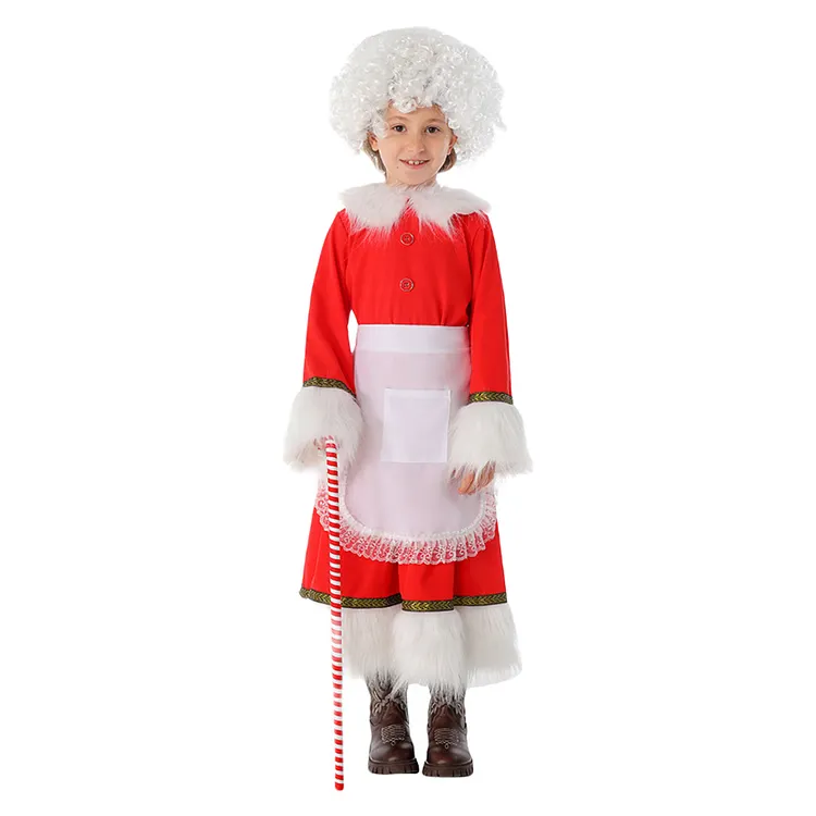 Kids Girls Mrs. Claus Red Dress Set Christmas Outfits&nbsp;Cosplay Costume Carnival Suit
