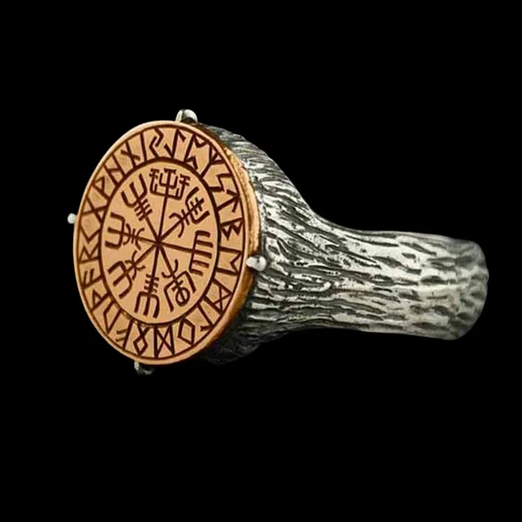 Coutureaura Vegvisir Runic Circle Compass Ring