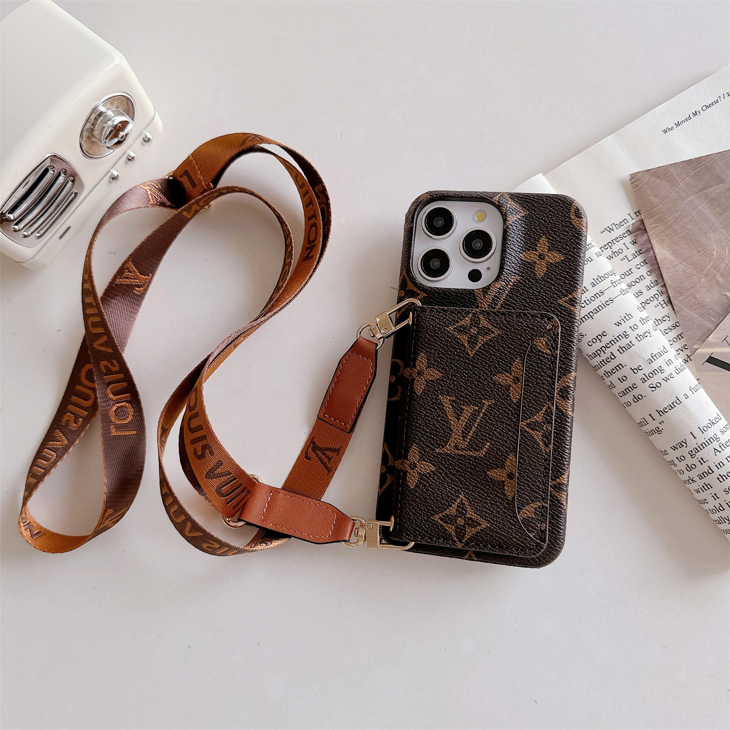 LV Crossbody Wallet Apple iPhone Case Flip Monogram Canvas Samsung Galaxy Case