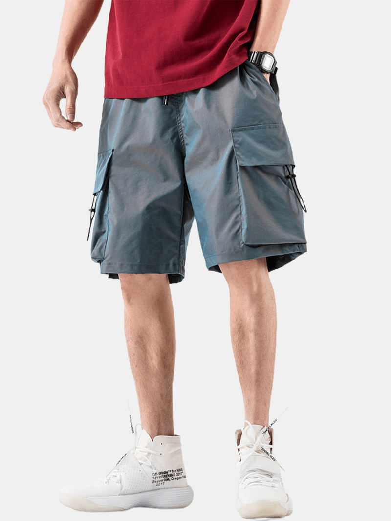 Mens Casual Big Pocket Drawstring Cargo Shorts