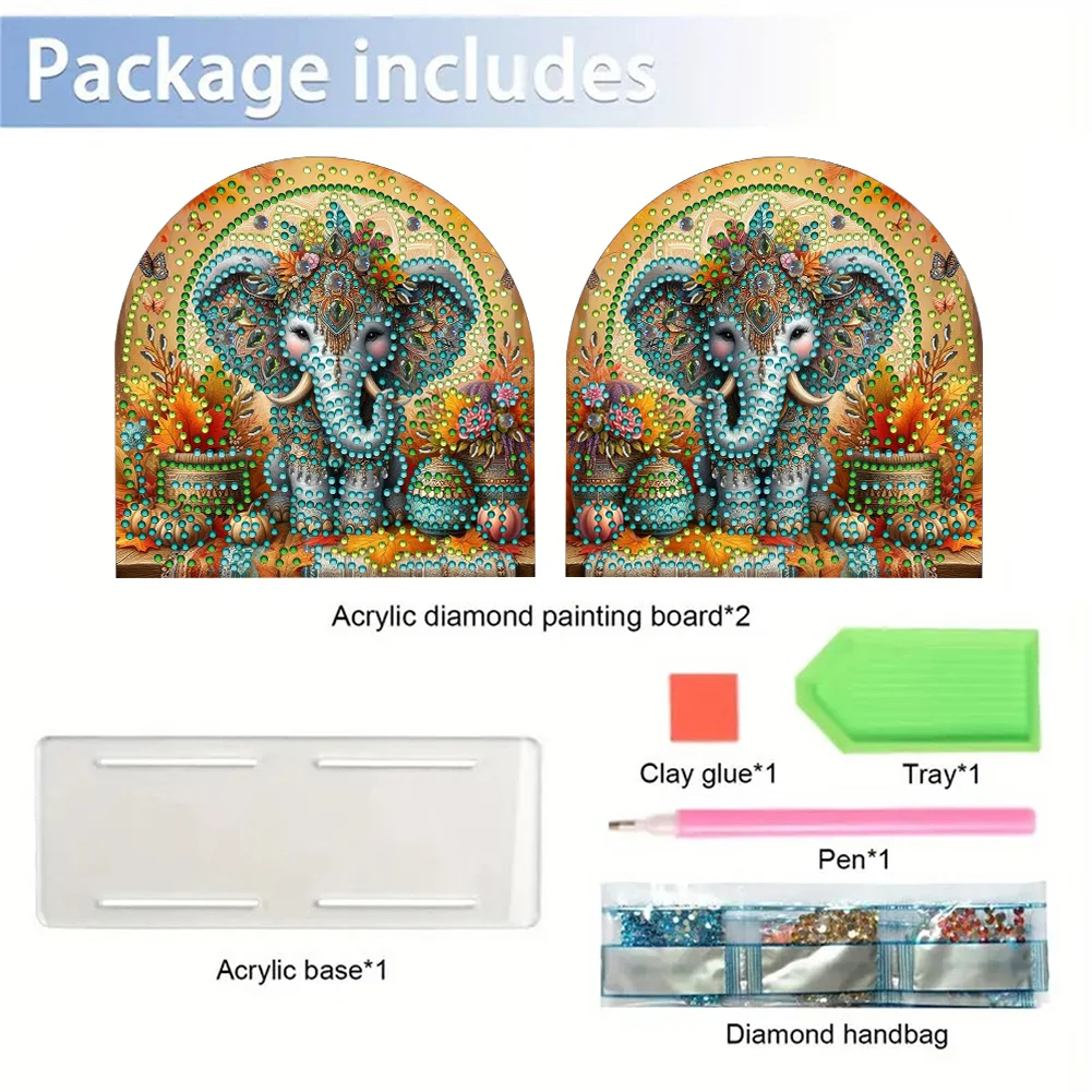 DIY Acrylic Elephant Diamond Painting Paper Towel Holder for Home Art Crafts