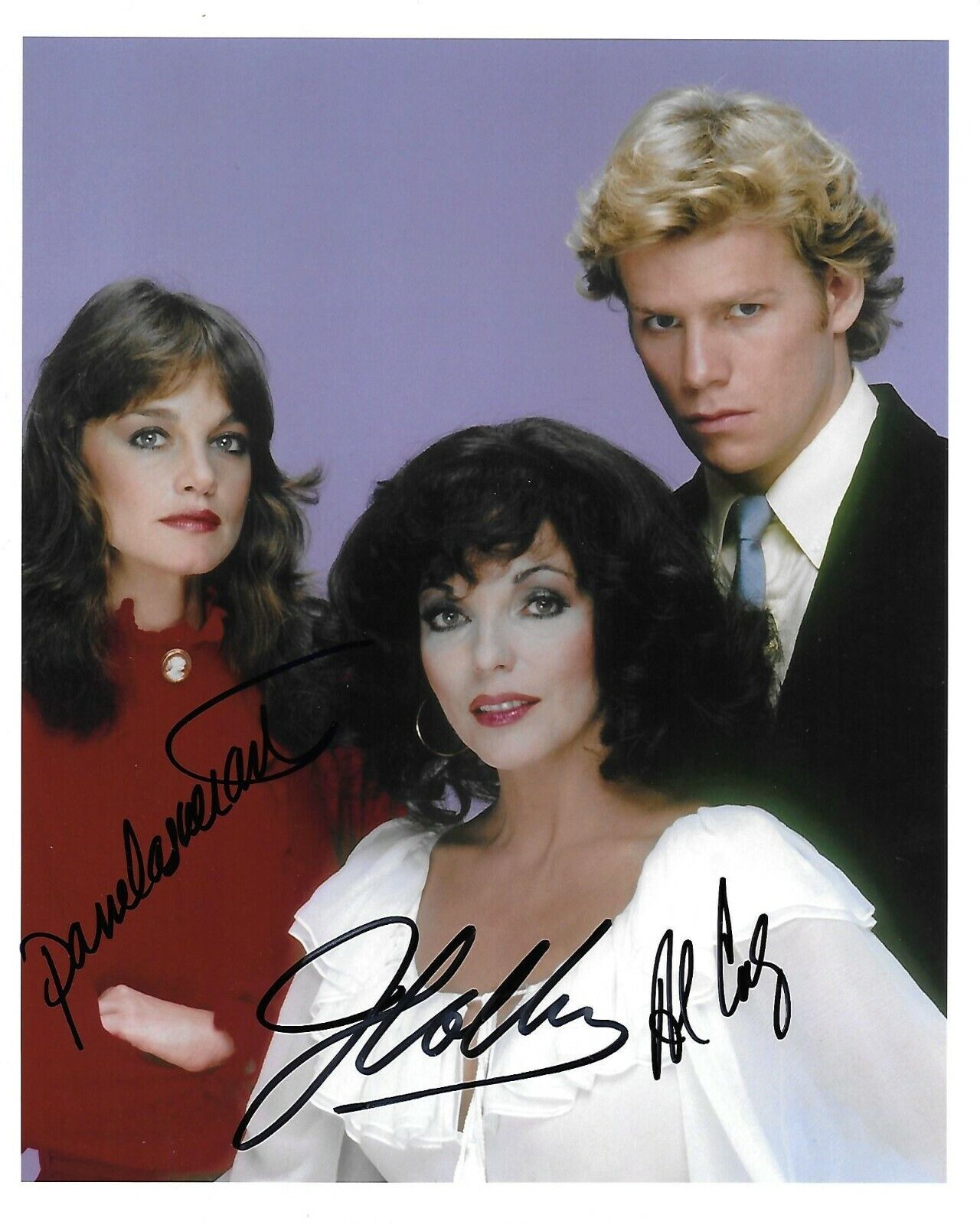 Joan Collins/Al Corley/Pamela Sue Martin Dynasty Original Autographed 8X10 Photo Poster painting