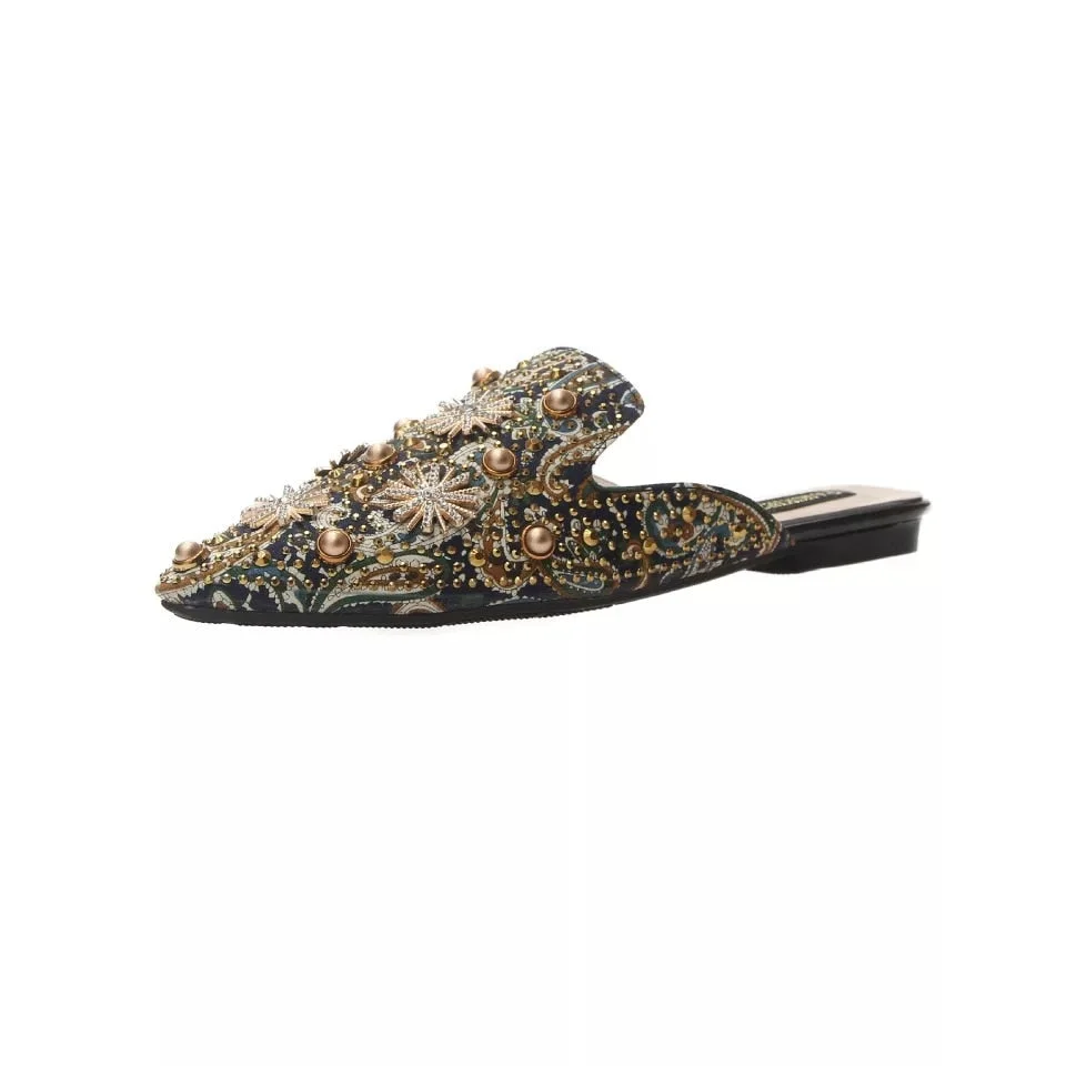 2022Luxury Women Mules Ladies Summer Chinese Slippers Women Shoes 2019 New Low Heels Flat Casual Shoes Woman Flip Flops