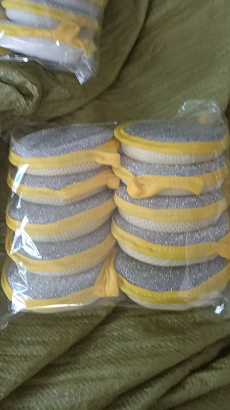 Double-sided Sponge Wipe Kitchen Bowl Washing Sponge Brush Pot Artifact Household Cleaning Cloth Oil-free Scrubbing Cloth Steel Wire Ball