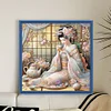 (Stamped/Counted) Kimono Woman Drinking Tea-11CT Cross Stitch 50*50cm/19.69*19.69in