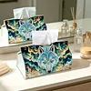 (25cm)Gold Galaxy Blue Wolf DIY Diamond Painting PU Tissue Holder Box