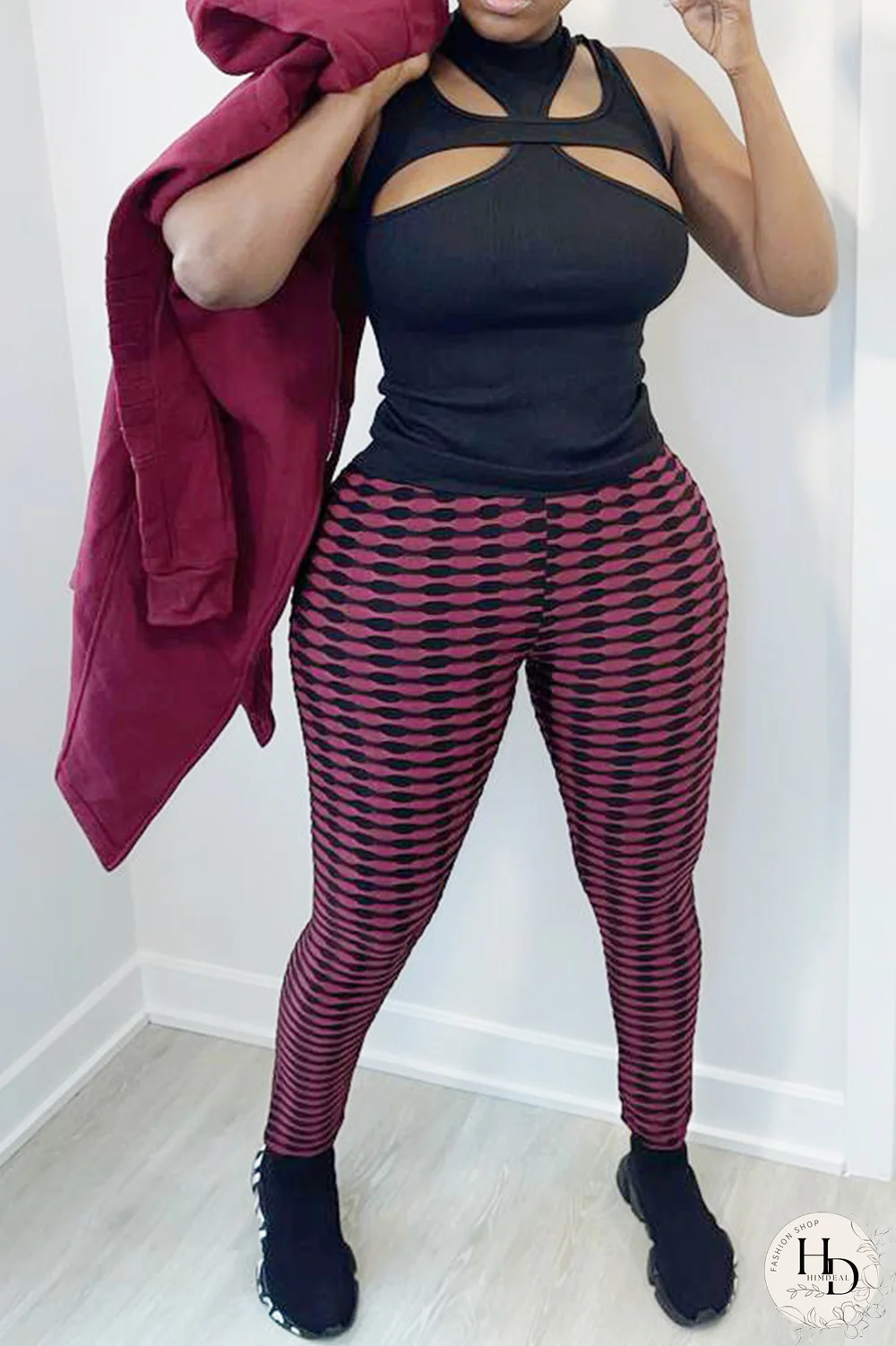 Yellow Sexy Plaid Split Joint Skinny High Waist Pencil Full Print Bottoms