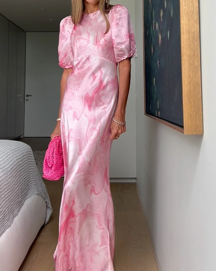 Satin Printed Elegant Dress