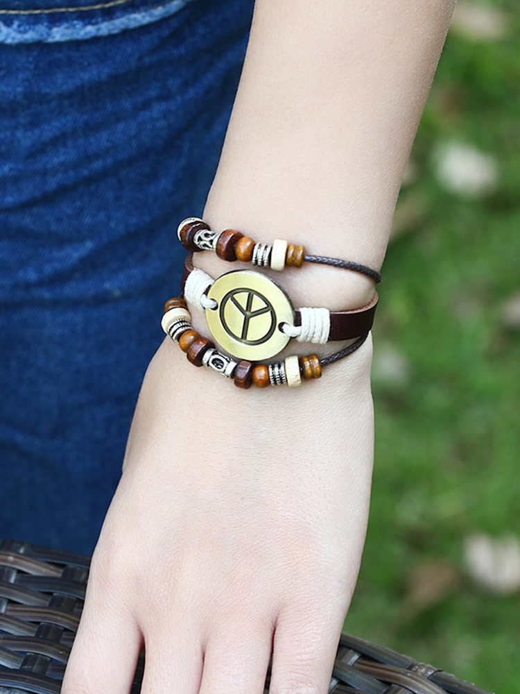 Comstylish Vintage Hippie Vibe Peace Love Bracelet