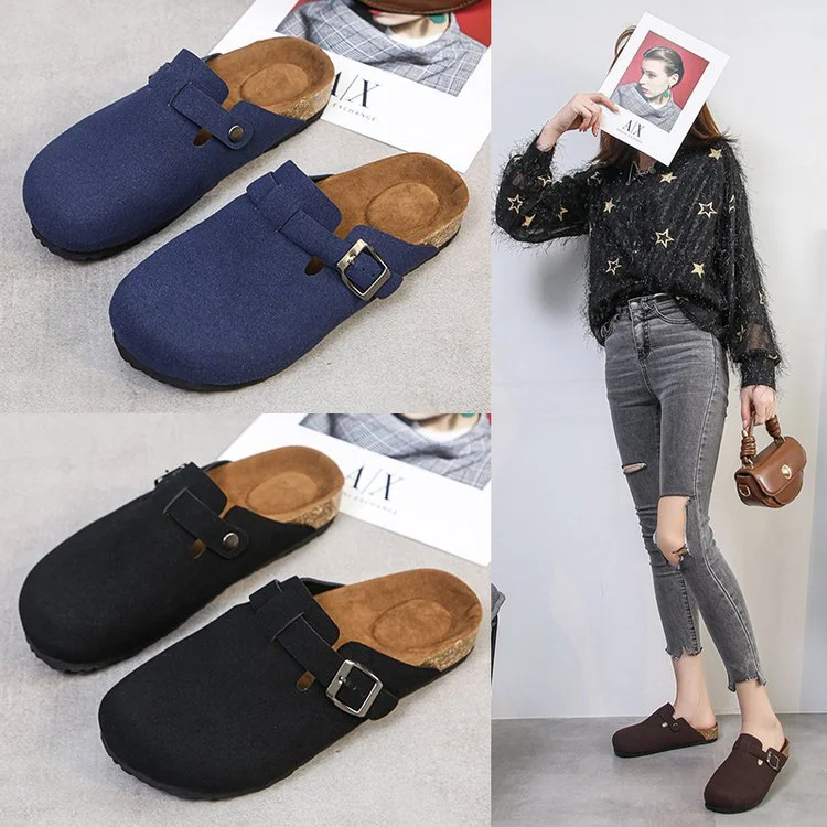 Yyvonne Slippers Summer New Women's Flat Bottom Leisure Lazy Half Drag Wearing Frosted Personality Big Head Women's Shoes