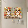 DIY Crafts Wooden Dog & Flower Diamond Painting Art Craft Wall Hooks Kit