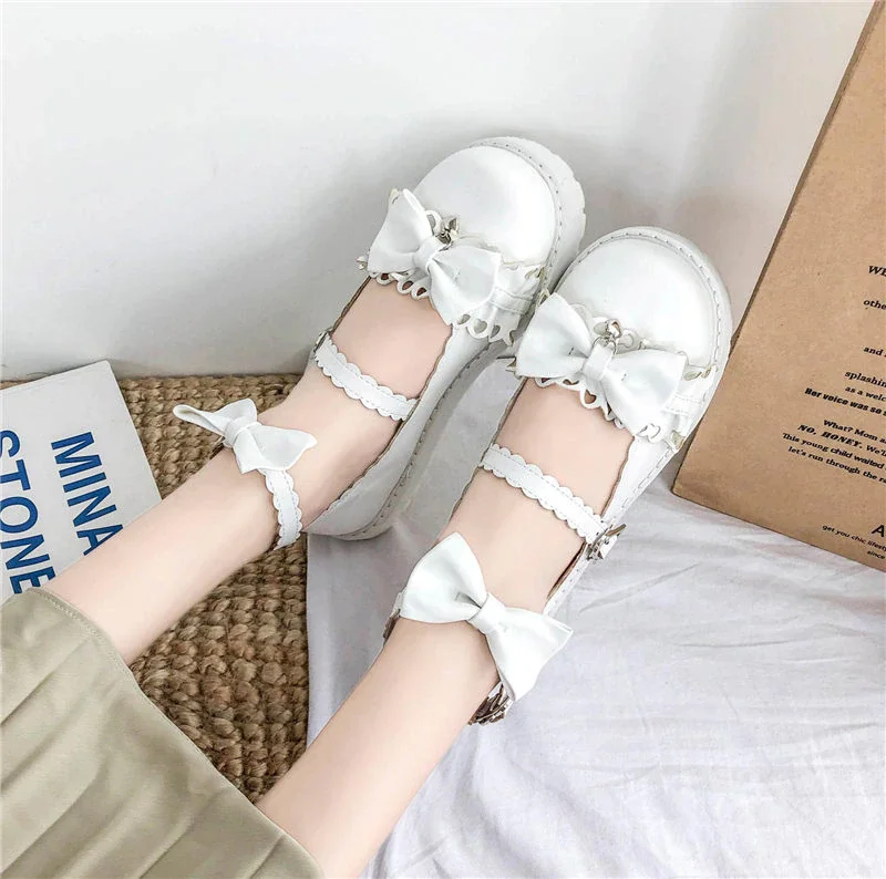 Qengg shoes women shoes low heel round head bowknot comfortable ulzzang shoes japanese sneakers platform vintage shoes harajuku