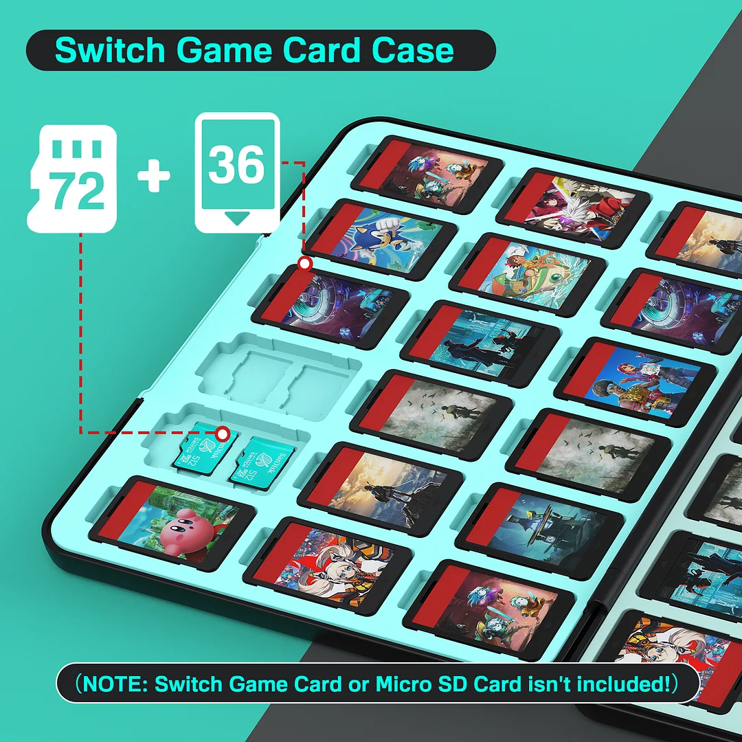 DinoFire Switch Game Holder for Nintendo Switch Game, Switch Game Card Case Holder with 36 Slots Switch Cartridge Case Storage with Magnetic Clip & Soft Lining