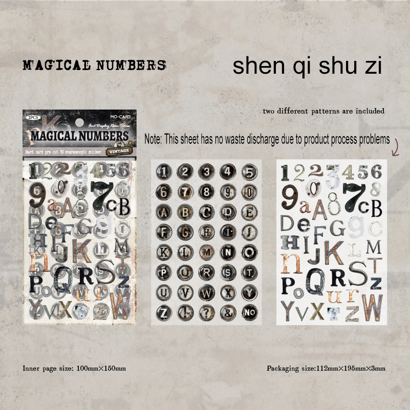 Waste Sticker - Font Display Room Series Vintage Number Letter Label Landscaping 