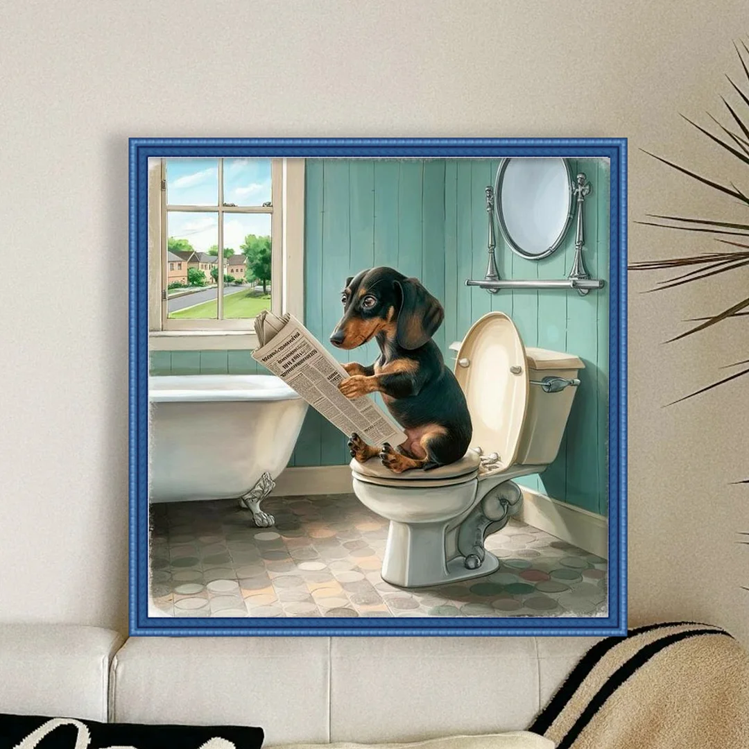 Dachshund Full 11CT DIY Stamped Cross Stitch Kits 40x40cm for Adults Home Decor