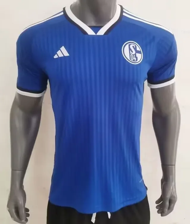 Fans Version 2023-2024 Schalke 04 Home (No Sponsors) Soccer Jersey