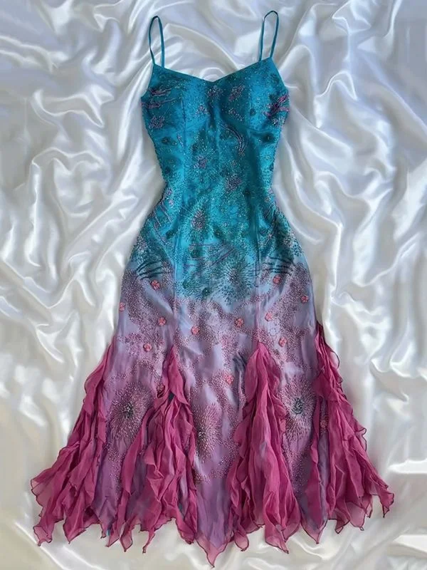 MidLength Short Homecoming Dress Blue Pink Purple Fashion Gradient Fairy Dress Soft Girl Romantic Dress Weekend Date Party Dress Popular Dress