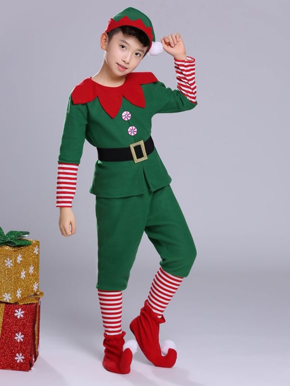 kids Christmas Costume Green Stage Performance Costume Novameme