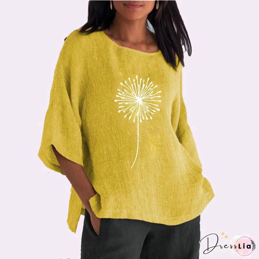 Plus size Vintage Daisy Printed Tops