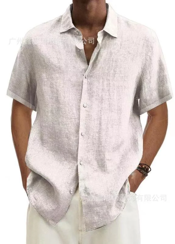 Uveng Uveng Explosion Summer V-Neck Button Cotton Cotton Pure Cotton Shirt Shirt Man Shirt Man
