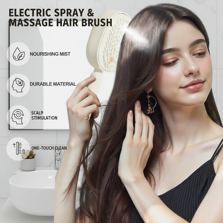 Spazzola Elettrica Massaggiante con Nebulizzatore a Vapore per Capelli