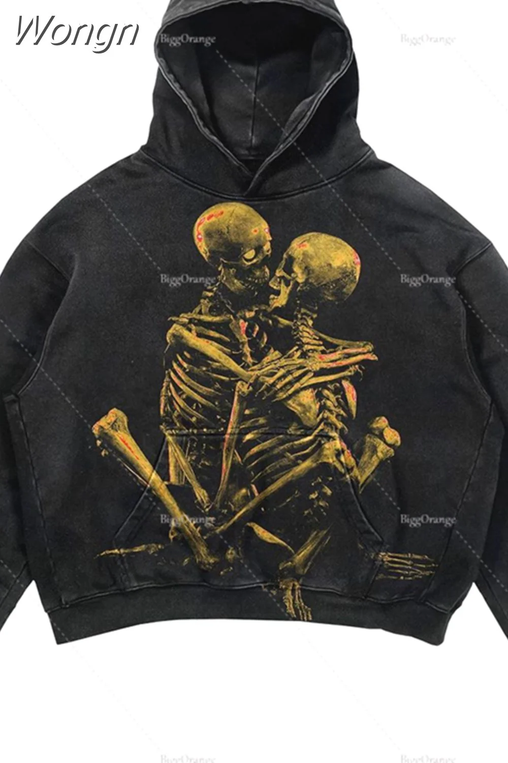 Wongn Gothic Punk Ninja Print Long Sleeve Women Hoodies Couples Hip Hop Streetwear Y2k Grunge Loose Fashion Oversized Hoodie 217-1