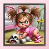 Girl With Puppy-11CT Stamped Cross Stitch 40*40cm/15.75*15.75in