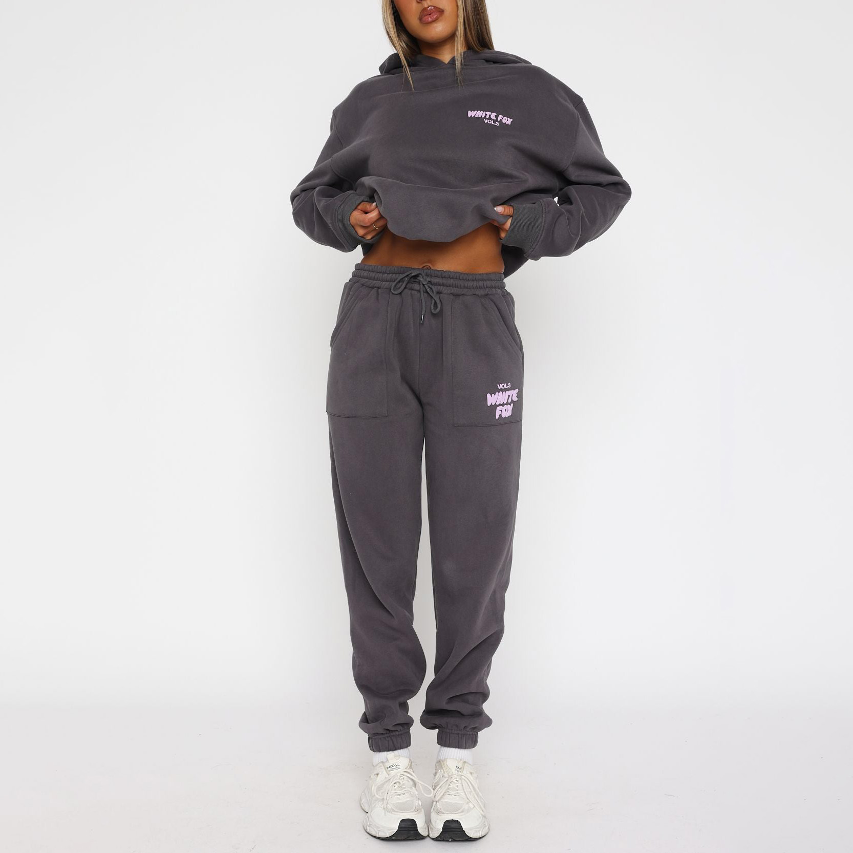 Fashion Sports LOGO Long Sleeve Pullover Hooded Sweatshirt Two Piece Set